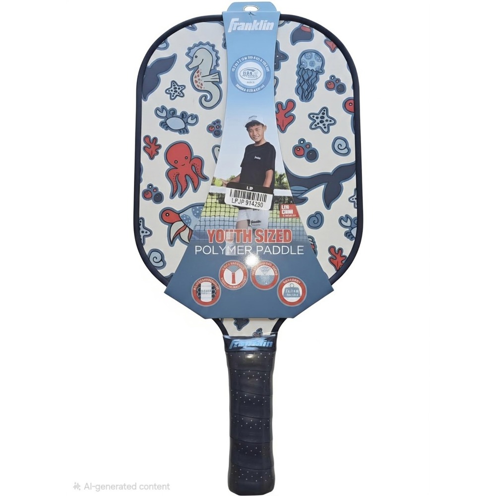 Franklin Sports Youth Paddle, Sea Creature Graphic Fiberglass Pickleball Racquet